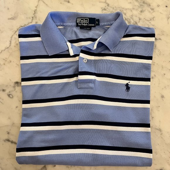 Polo Ralph Lauren Other - Ralph Lauren Polo Light Blue Navy & White Stripe Collared Shirt Size Lar…